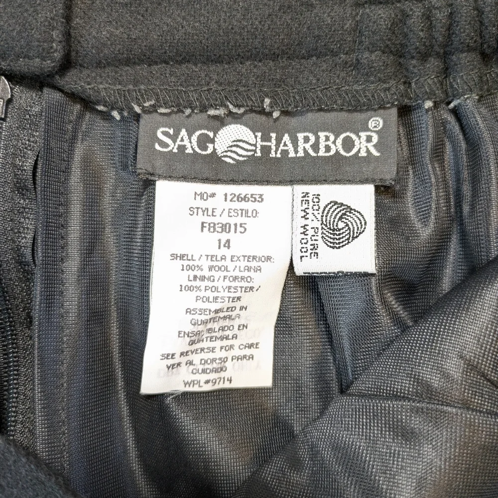Vintage 80's Women’s Sag Harbor Wool Maxi Skirt Lined Black Classic Career Sz 14